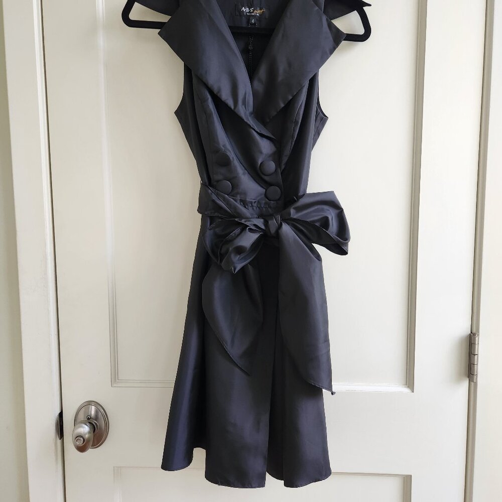 ABS Allen Schwartz Black Cocktail Dress NWT Size 4 Tie Waist Party Dress